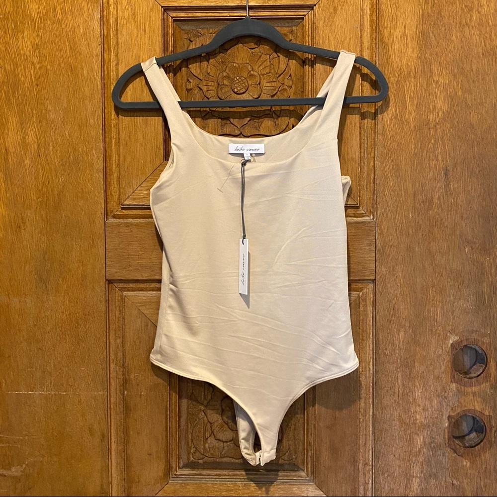 NWT Betro Simone nude bodysuit small tank thong button snaps